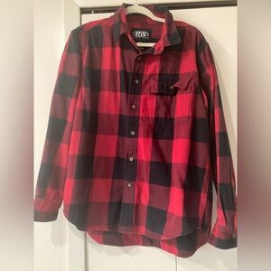 Men's Red and Black Plaid Shirt